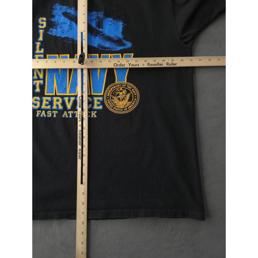 Vintage 90s US Navy Submarine Silent Service Black Oneita Power-T‎ T-shirt XL - Picture 6 of 7